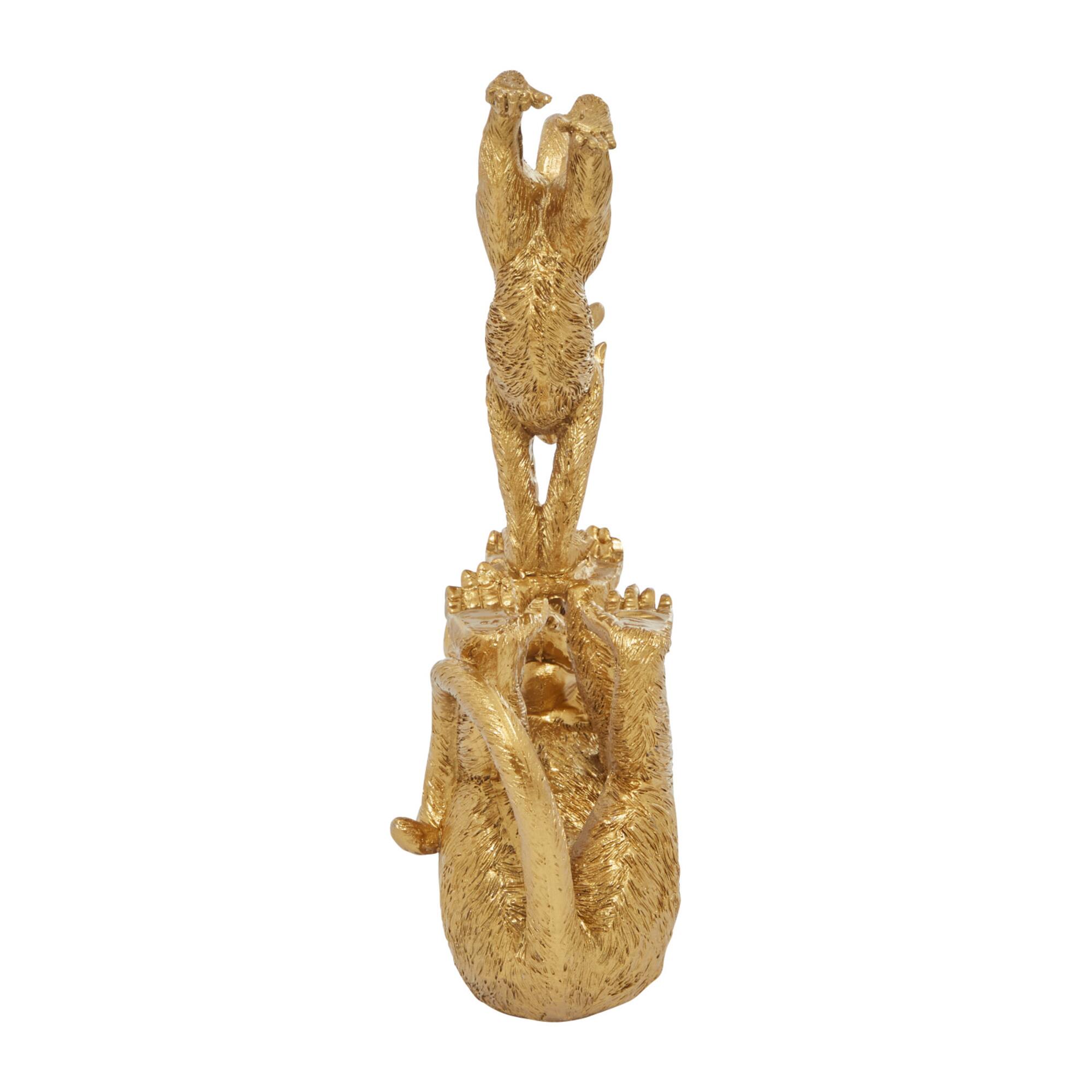 11" Gold Eclectic Monkey Sculpture